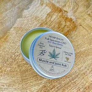 2oz Hemp Balm Full Spectrum CBD with shea butter for easy spread and fast aborption. CBD Muscle and Joint Rub OneBody Botanicals