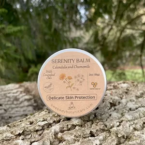 2oz Serenity Balm with Calendula and Chamomile for Delicate Skin Protection. Natural Skin Moisturizer. OneBody Botanicals.